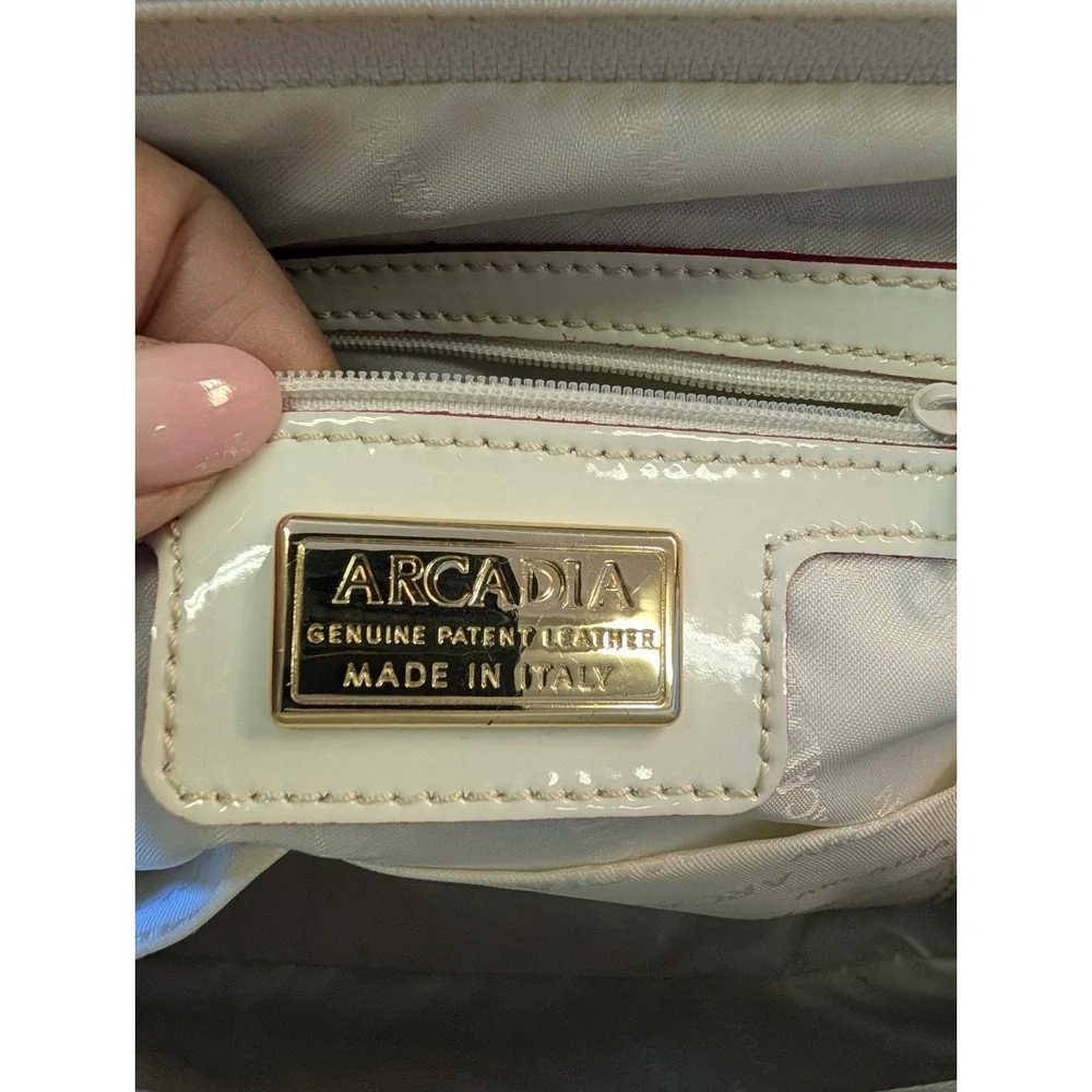 Arcadia Patent Leather Two -Way Satchel In Ivory